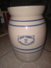 Vintage 12" Marshall Pottery Inc 2 Crock Water Drink Dispenser W lid Marshall TX