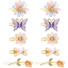 10 Pcs Decorative Hair Clips for Women Rhinestone Bobby Pins Butterfly Flower Ha