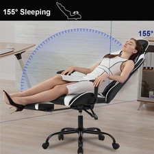 BestOffice Ergonomic Gaming Chair w Adjustable Lumbar Pillow & Footrest 9