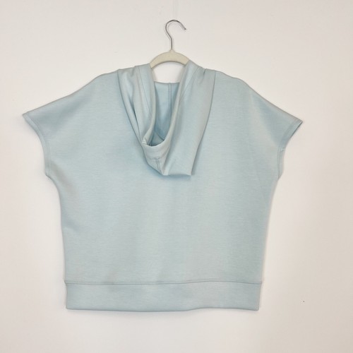 Elie Tahari NWT Short Sleeve V-Neck Hoodie Arctic Ice Light Blue Women's XL - Picture 7 of 15