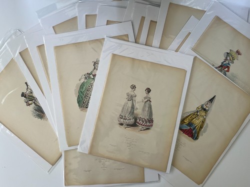 French Costume Fashion Royal Antique Prints c. 1860's ? LOT OF 19