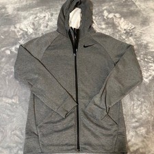 Nike Dri Fit Grey Zip Up Hoodie Athletic Performance Full Zip Size S