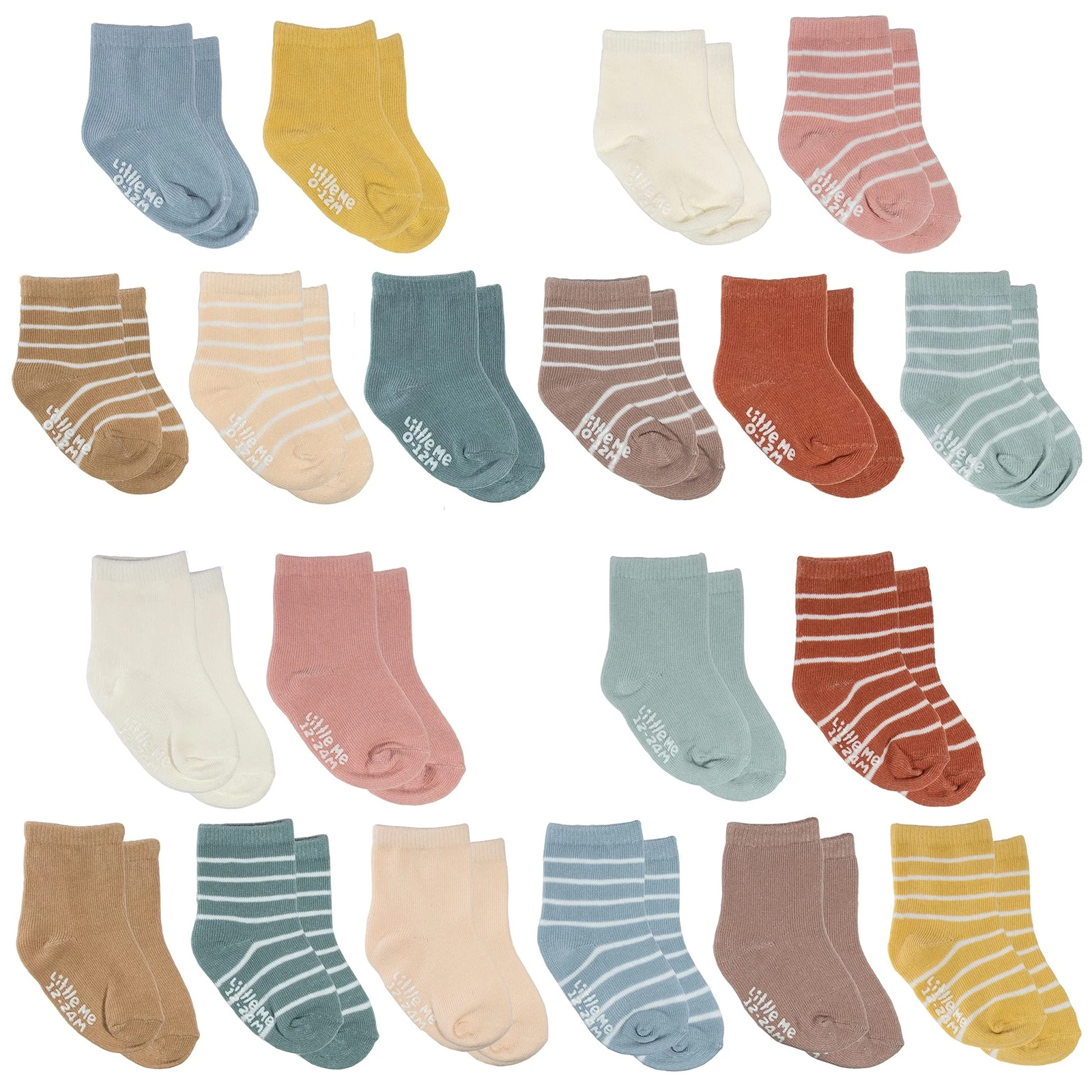 Little Me unisex baby Muted Colors 20 Pack Socks, Multi, 0-24 Months,
