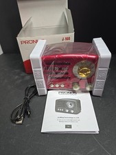 Red PRUNUS J-160 Retro Vintage AM/FM Radio, Bluetooth, TF Card, USB, Recharge...