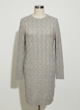 NWT Yemak Women's Cable Knit Long Sleeve Oatmeal Sweater Dress Size Large