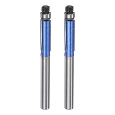 2pcs Flush Trim Router Bit 6mm Shank 1/4" Dia for Woodworking Silver Blue