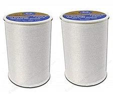 White Polyester Yarn Thread 400 Yards 2 Pack for Sewing Projects