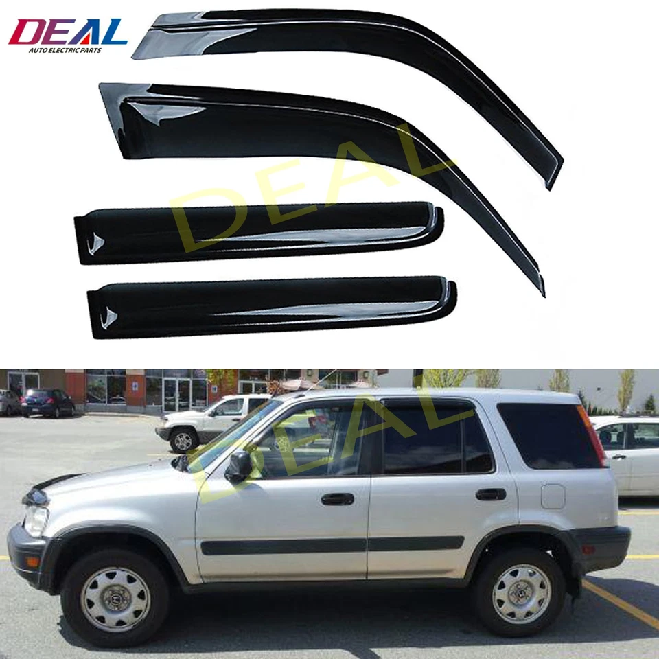 4pcs JDM Smoke Sun/Rain Guard Vent Shade Window Visors Fit 97-01 Honda CRV CR-V Foto 2 de 4