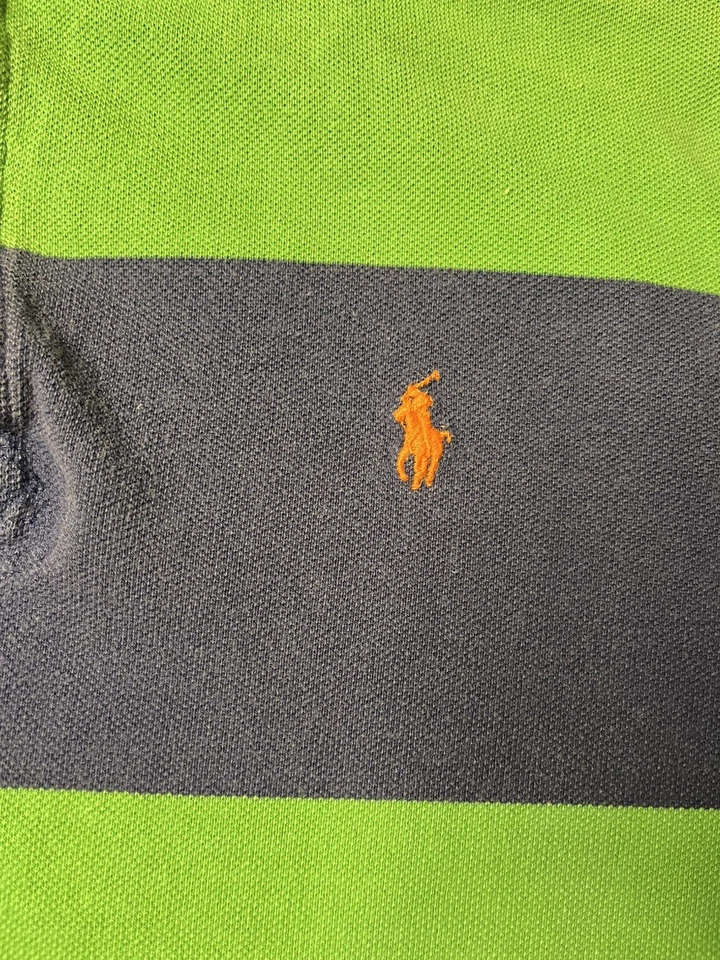 Camisa con Capucha Polo Ralph Lauren Vintage Juvenil XL Verde Azul Rayas Pullover Poni Foto 2 de 4