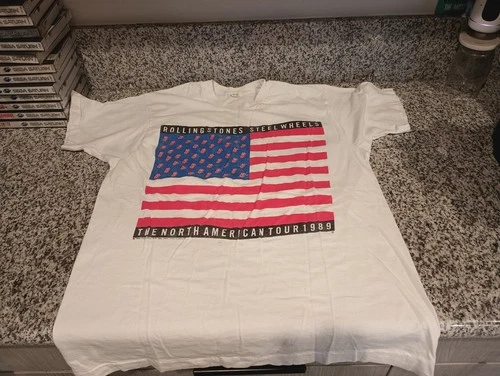 ROLLING STONES STEEL WHEELS NORTH AMERICAN TOUR 1980s vintage concert t-shirt, vintage, size XL, single stitch, B+ condition