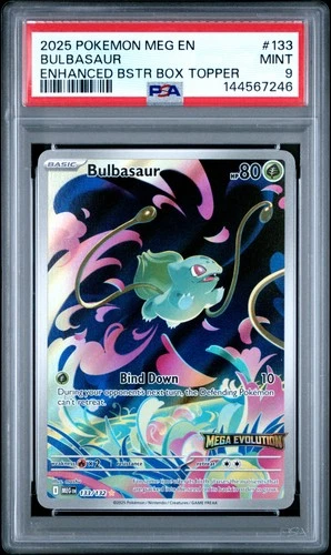 2025 POKEMON MEG EN-MEGA EVOLUTION ENHANCED BOOSTER BOX TOPPER BULBASAUR PSA 9