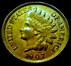 1907 INDIAN HEAD CENT UNCIRCULATED! DIAMONDS! A beautiful coin!