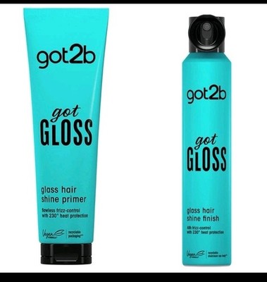 2 PACK got2b Gloss - Shine Primer 150ml + Shine Finish (Hair Spray) 200ml New