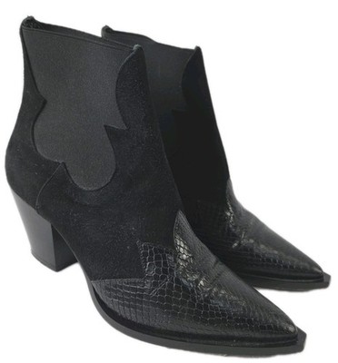 March23 Vero Cuoio Women's Size 38 8.5 Black Leather Suede Slip On Bootie
