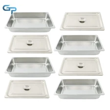 Stainless Steel Full Size Food Pans with Lids - Set of 4 for Buffet Service