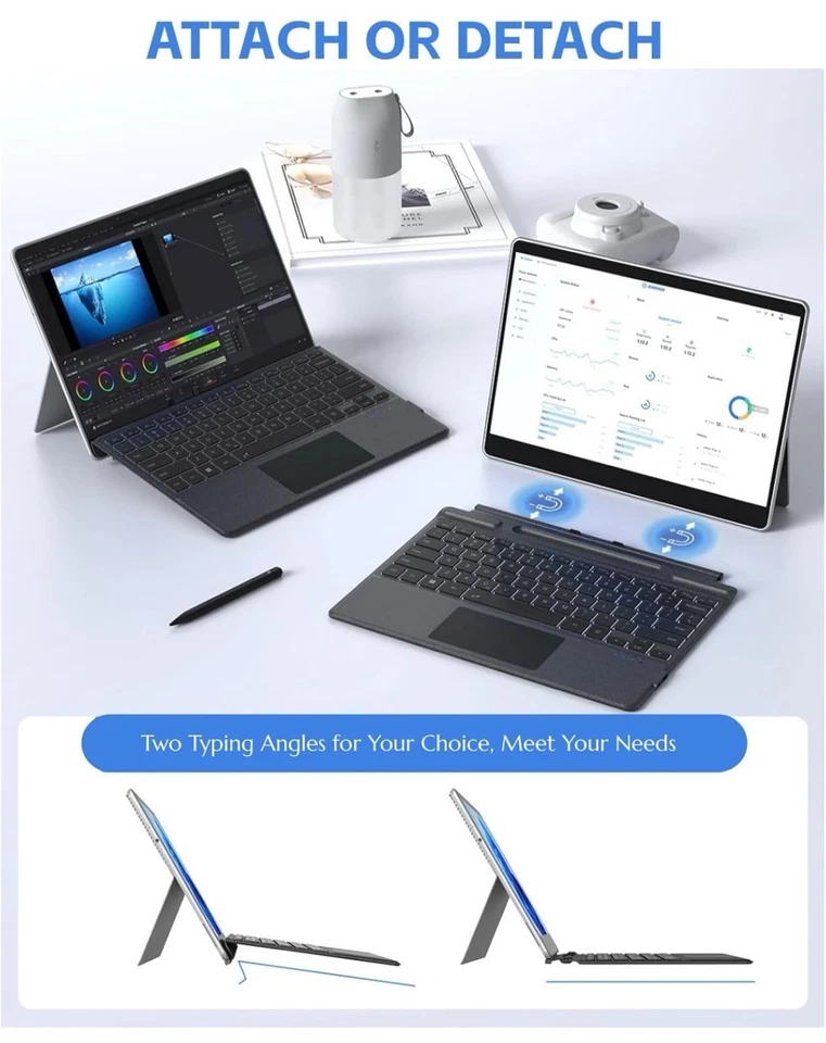 Cubierta Tipo Yoidesu para Pro Generación 8 9 X, Teclado Portátil Delgado Bluetooth Foto 3 de 4