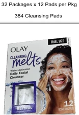 384 Pads Olay Cleansing Melts + Retinol Daily Facial Cleanser SEALED CASE 12X32