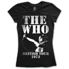 The Who British Tour 1973 Short Sleeve Tee Black New
