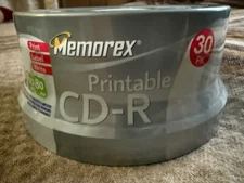 NEW Memorex CD-R White Inkjet Printable 52x 700MB 80-min 30-pack