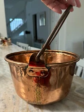 VTG Copper Cauldron 10 1/4"D x 6 1/8"H w cast handle