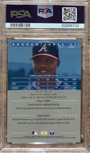 1995 Bowman's Best Andruw Jones Blue # 7 PSA 9 - Picture 2 of 2