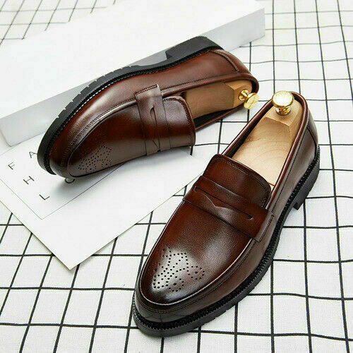 Zapatos informales para hombre Zapatos antideslizantes de PU Zapatos de negocios de cuero Talla grande 38-46 - Imagen 1 de 9