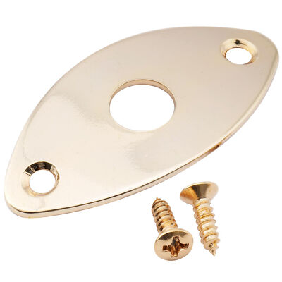 Musiclily Pro Gold Steel Curved Oval Jack Plate For Electric Guitar Bass Parts