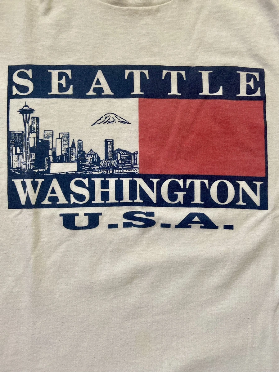 Vintage Seattle WA Tommy Hilfiger Parody Shirt Single Stitch Sz Youth XL
