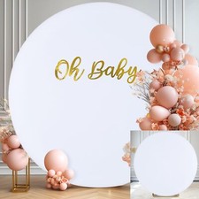 7.2 FT White Round Backdrop Cover for 5 to 7.2ft Circle Arch Stand - Adjustab...