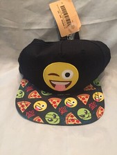 New Boy  s Bioworld Black Emoji Wink Smile Baseball Hat Cap Youth Size One Size