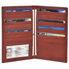 Leatherboss Genuine Leather RFID protected Card Holder fits 19 cards, Brown