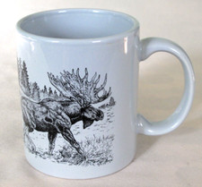 Vintage Weyerhaeuser Wood Products Ceramic Coffee Mug Cup Moose Advertising Logo