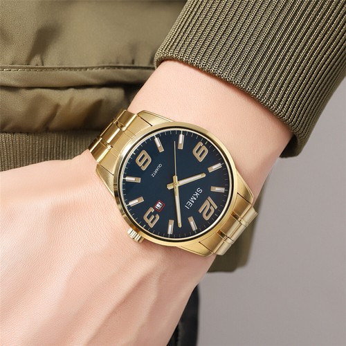 SKMEI Reloj Pulsera Hombre Cuarzo Negocios Acero Inoxidable Calendario para Regalo - Imagen 9 de 28