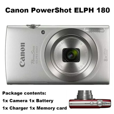 Canon PowerShot ELPH 180 20MP 8x Zoom Digital Camera -85% New W