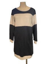Z Avenue USA Crew Neck Sweatshirt Dress Navy Blue & White Size Small Long Sleeve