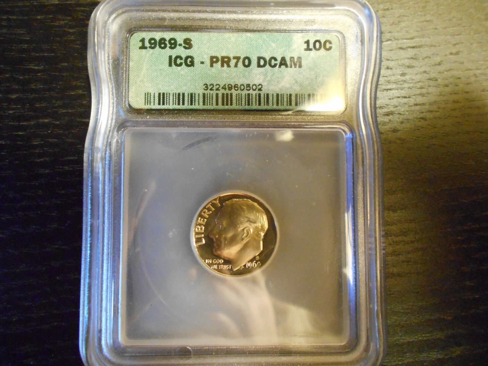 ☆ 1969-S PR70 DCAM Roosevelt Dime PROOF 10c - by ICG (PCGS Guide ~$10,000) ☆ - Image 2 of 2