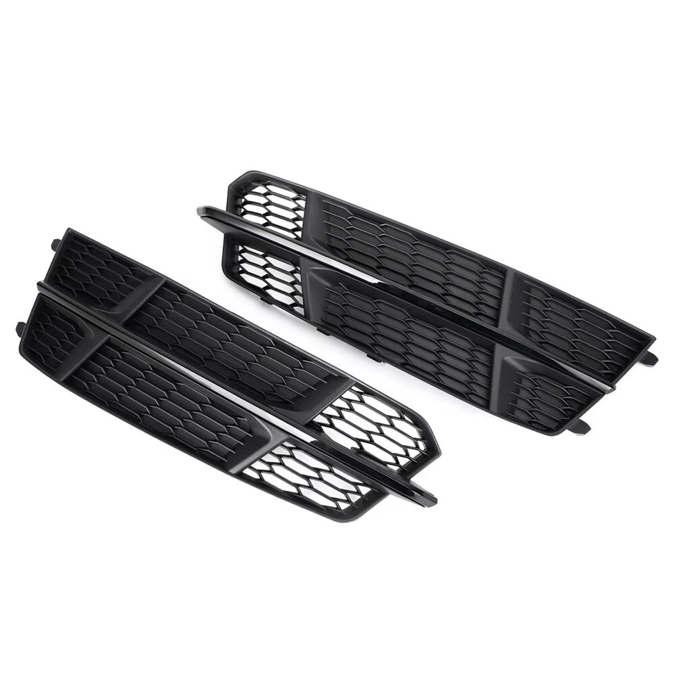 2PCS Front Fog Light Cover Lower Grill Black For Audi A6 C7 S-Line S6 2015-2018 - Image 2 of 4