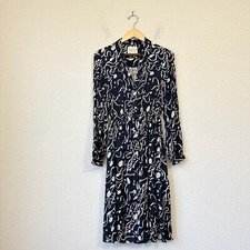 SCOTCH & SODA Midi Shirt Dress Womens S Navy Blue Floral Relaxed Fit Preppy Goth
