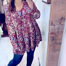 Be Stage Womens Plus Size 3X floral tunic top