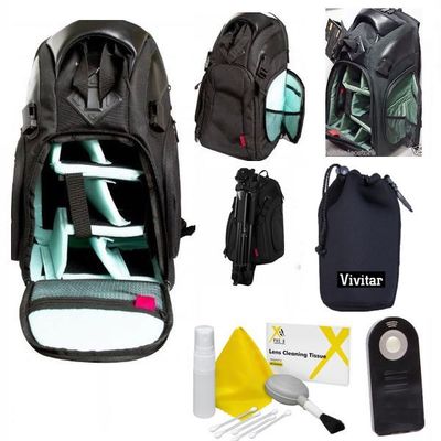 LARGE KODAK DSLR BACKPACK BAG + LENS POUCH + REMOTE FOR CANON EOS REBEL T5 T6 T3
