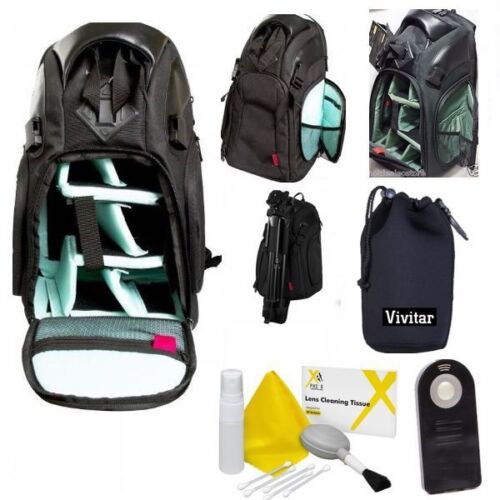 LARGE KODAK DSLR BACKPACK BAG + LENS POUCH + REMOTE FOR CANON EOS REBEL T5 T6 T3 - Picture 1 of 7