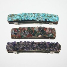 Vintage French Barrette Seashell Rock Beach Aquatic Stone Accent Made in France