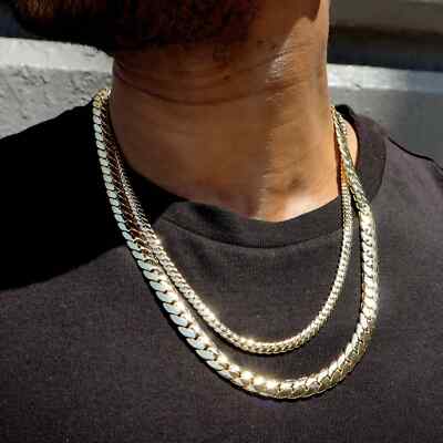 AAA+ 14k Stamped Brass Cuban Chain 4mm to 10mm Necklace Bracelet 20'' 24'' 30''