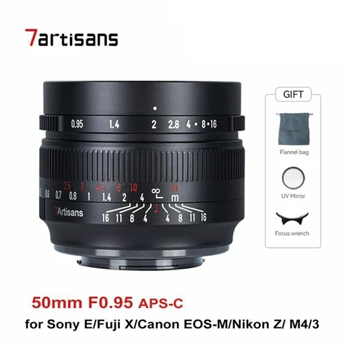 7artisans 50mm F0.95 Large Aperture APS-C Lens For Sony Canon Nikon Fuji M43