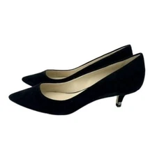 DKNY Diana Pumps Pointed Toe Kitten Heel Black Suede Leather Pumps SZ 6 NIB