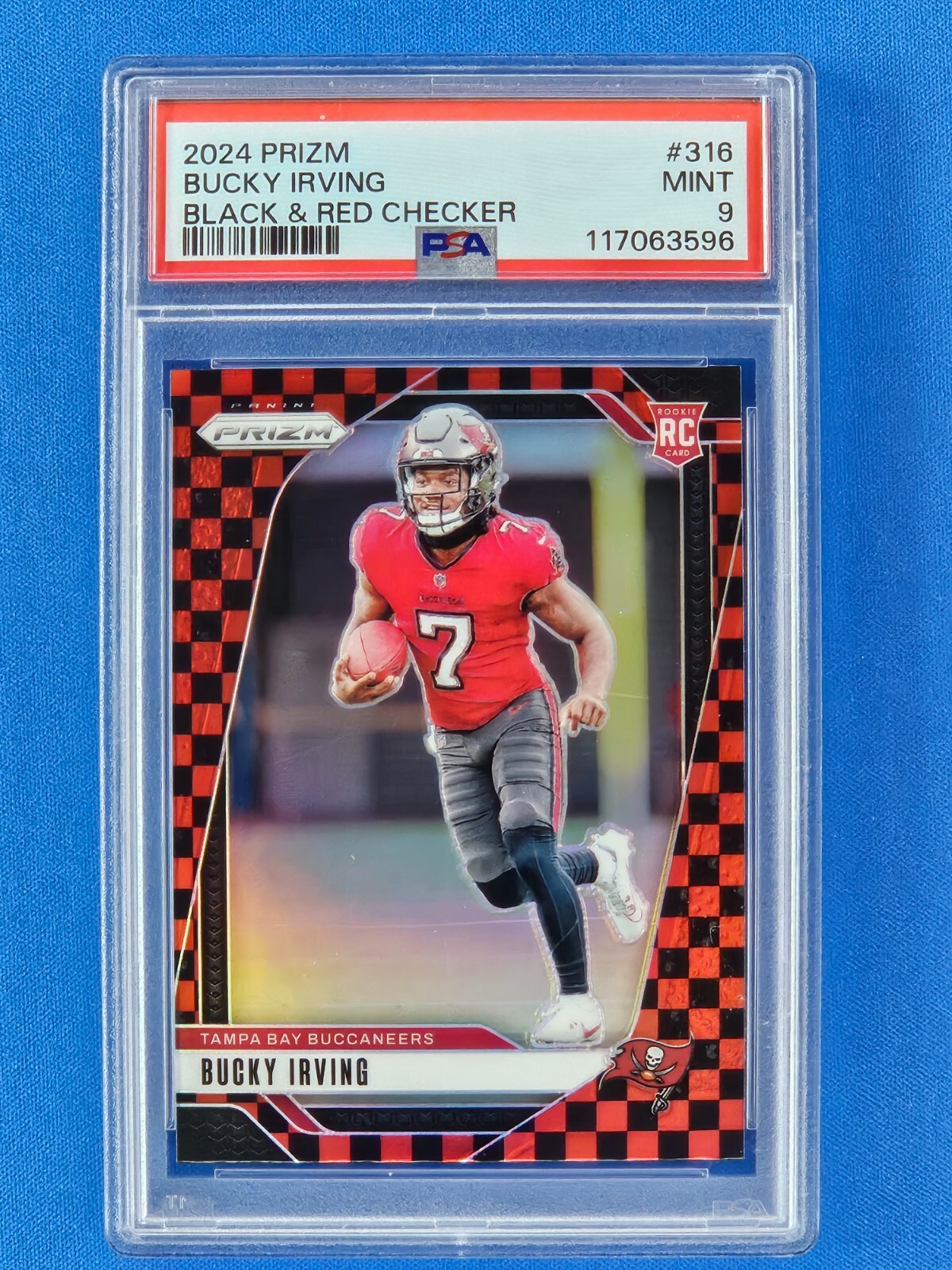 2024 Prizm Bucky Irving #316 Tampa Buccaneers | Black & Red Checker - RC | PSA 9