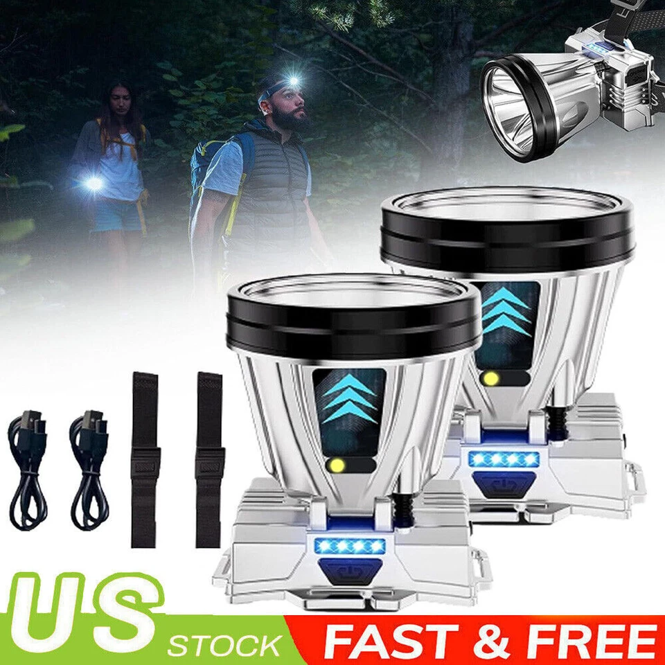 2 PIEZAS Faro LED Portátil Recargable Super Brillante Alta Potencia Camping Foto 2 de 4