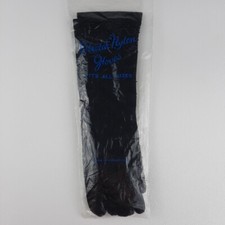 Beaded Stretch Nylon Women  s Lady  s Gloves Fits All Sizes Black Vintage
