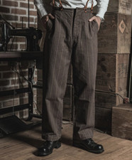 Vintage Pinstripes Mens Pants Working Class Gentlemen Trousers No-buckle 29-38