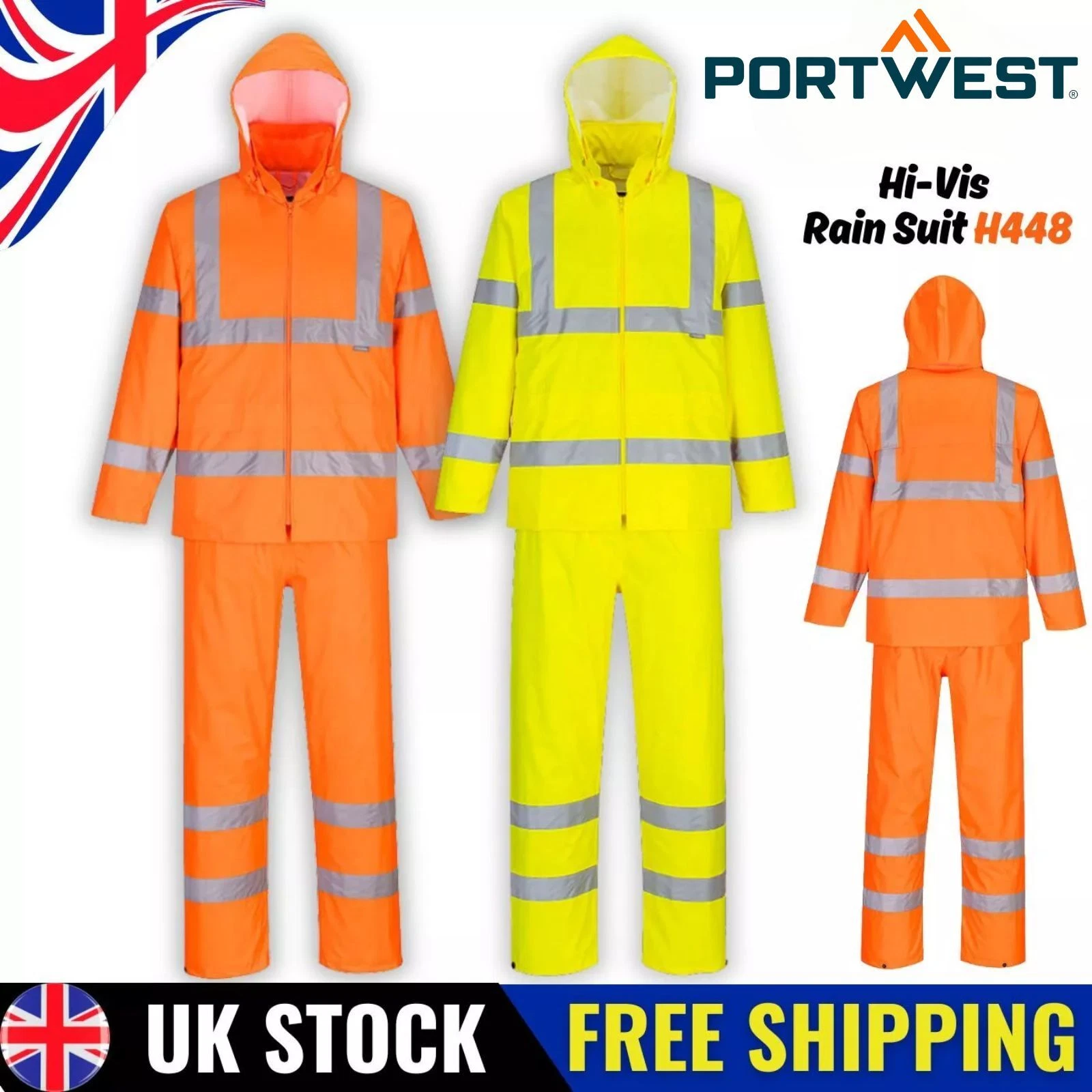 Portwest H448 Hi-Vis Waterproof Rain Suit Packaway Hooded Jacket & Trouser Set
Opens in a new window